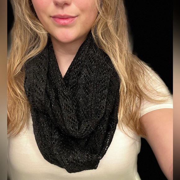 Infinity Scarf, Black Glittery Infinity Scarf - Picture 1 of 5
